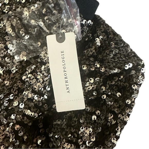 Maeve Anthropologie Sequin Midi Skirt NWT Small Carbon Black Gold Party Holiday - Picture 6 of 10